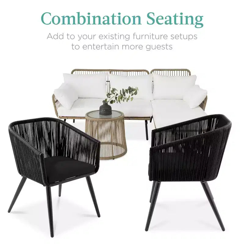 Best Choice Products Set of 2 Outdoor Patio Dining Chairs Woven Wicker Seating 250lb Capacity