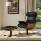 Jovan 31.5 Genuine Leather Recliner Lounge Chair with Ottoman