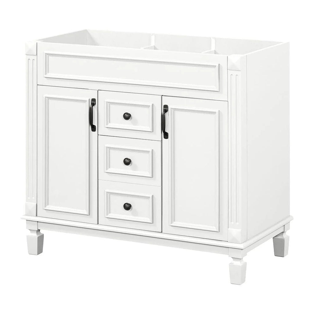 36 Modern Bathroom Vanity with Top Sink and Mirror Cabinet,2 Doors and 2 Drawers