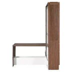 Full Size Murphy Bed, Wooden Full Cabinet Bed Wall Bed with Foldable Desk, Folding Wall Chest Bed for Guest Room Office