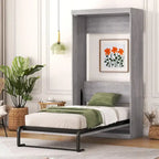 Twin Size Murphy Bed, can be Folded into a Cabinet, Gray