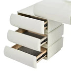 Whisen Luxury Makeup Vanity Desk, Dressing Table Vanity with Mirror, Movable Side Cabinet, 6 Drawers Storage and Stool