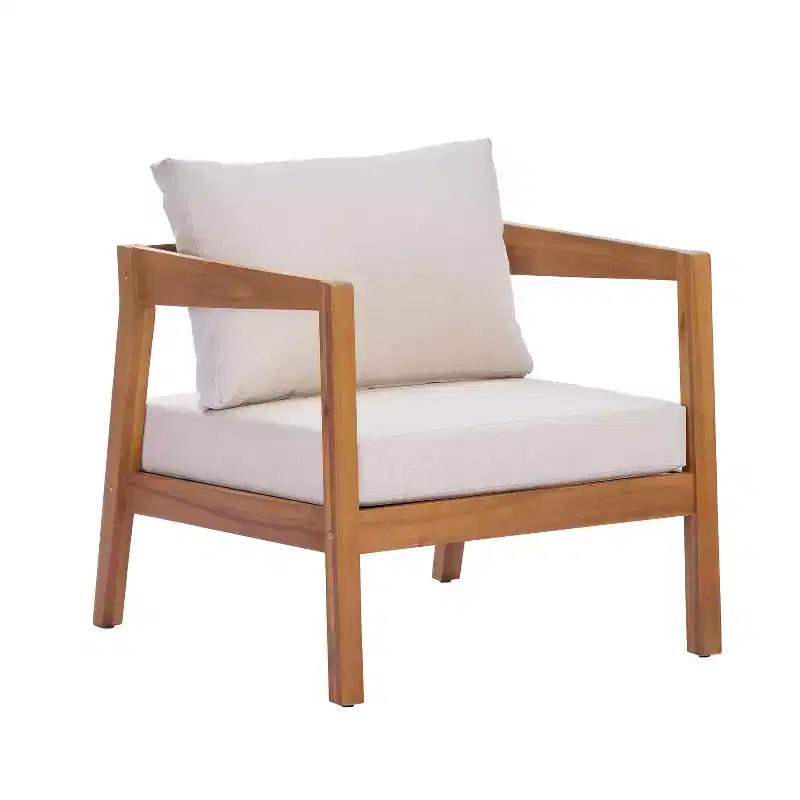ModernLuxe 4/5-Piece Acacia Wood Patio Furniture Sofa Set, Outdoor Conversation Set with Coffee Table for Porch/Garden/Balcony