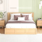 Wood Platform Bed with Underneath Storage and 2 Drawers