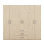 6-Doors Wooden Wardrobe Storage with 3 Big Drawers for Bedroom