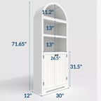 72 Tall Arched Cabinet, 5 Tier Arched Bookshelf with Double Doors & Adjustable Shelf, Wooden Bookcase with Storage for Home Office