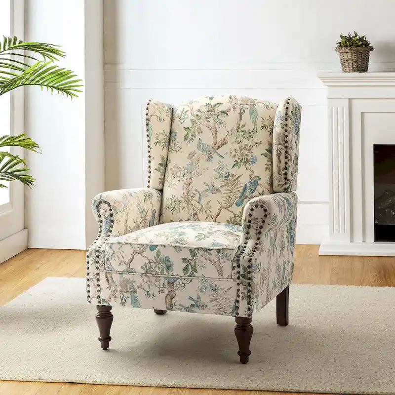Gott Traditional Wingback Armchair with Solid Wood Legs by HULALA HOME