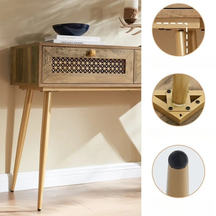 41.9 Wood 2-Drawer Entryway Console Table