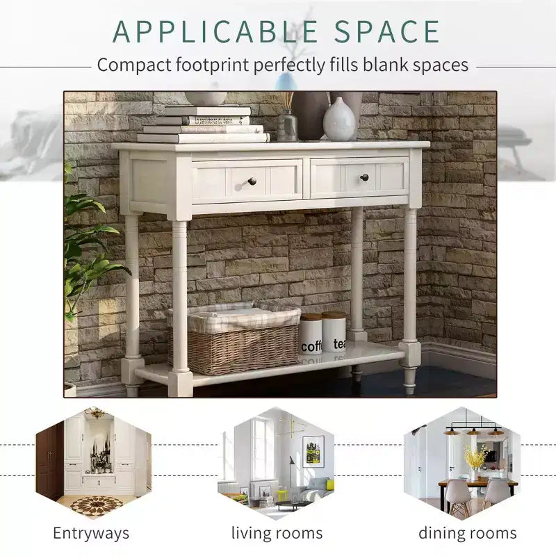 The Misty Moon Daisy Series Console Table Traditional Design with Two Drawers and Bottom Shelf (Espresso)