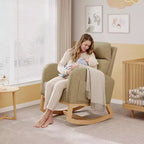 Modern Soft Rocking Chair with Pillow & Side Pockets, for Living Room, Bedroom