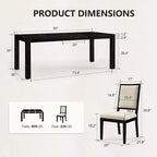 Modern Dining Set - 80 Table + 6 Cushioned Chairs, Solid Wood Frame, 400lbs Table Capacity, Easy Assembly