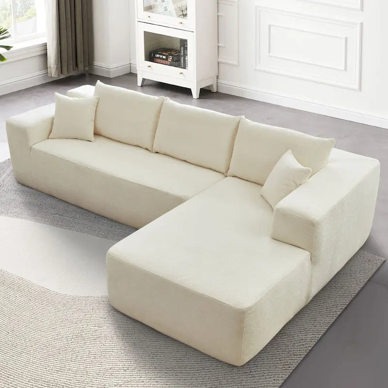 Modern Upholstery Chaise Sofa with Pillows for Living Room