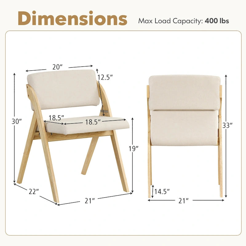 Gymax Set of 4 Dining Chairs Folding Kitchen Chair w/ Rubber Wood Legs