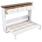 Twin Size Murphy Bed with 3 Drawers, Folding Wall Cabinet Bed, White