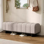 Modern Tufted Faux Fur Dining Bench with Rubberwood Legs, 63.62