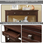 Console Table with 4 Drawers and Storage Shelf