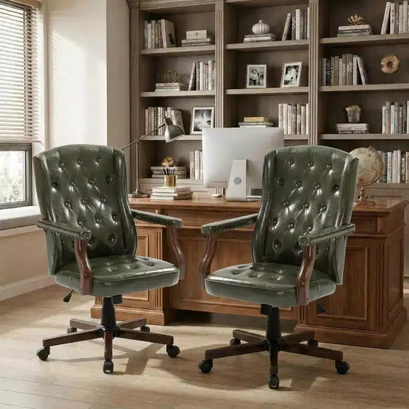 Executive Office Chair with Wingback Design and Swivel for Home Office
