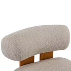 Modern Boucle Accent Chair with Rolled Backrest, Solid Wood Frame, Upholstered Accent Seating for Living Room, Bedroom, or Office