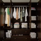 Hitow Armoire 2-Large Drawer Center Hanging Area with Mirror Minimalist Style