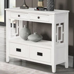 Console Table with 4 Drawers and Storage Shelf