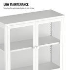 Four Glass Door Storage Cabinet with Adjustable Shelves and Feet Cold-Rolled Steel Sideboard Furniture