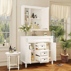36 Modern Bathroom Vanity with Top Sink and Mirror Cabinet,2 Doors and 2 Drawers