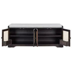 Whisen Rustic Wood Storage Bench, Entryway Shoe Bench with Removable Cushion, Adjustable Shelves