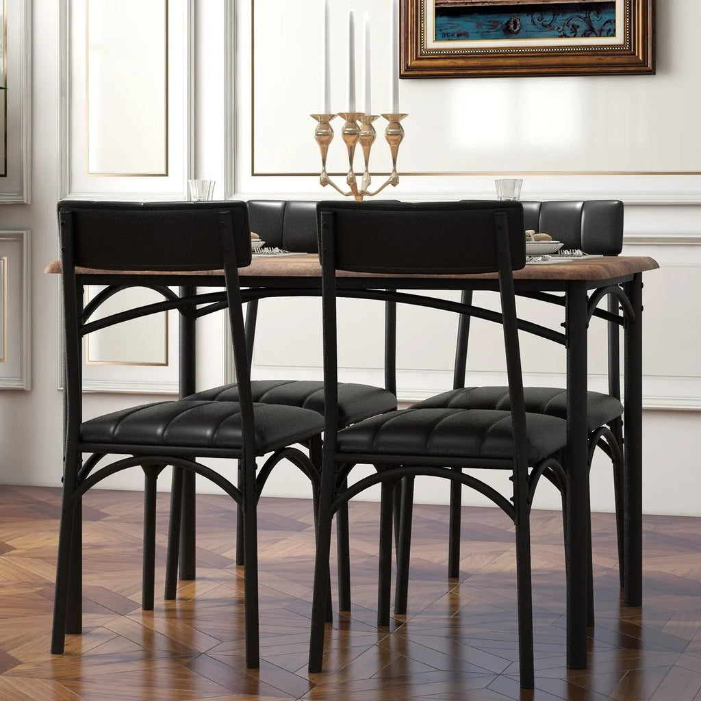 Rectangular Dining Table Set for 4 with Upholstered Chairs