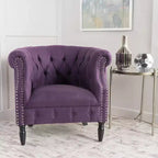 Contemporary Tufted Upholstered Club Chair with Nailhead Trim