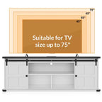 70 TV Stand for 75 Inch TVs, Farmhouse Entertainment Center with Sliding Barn Doors and Storage Cabinets, Modern Media TV Console Table