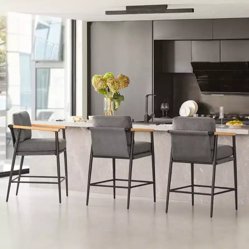 Spruce&Spring Modern Counter Stools with Arm & Metal Frame Set of 2