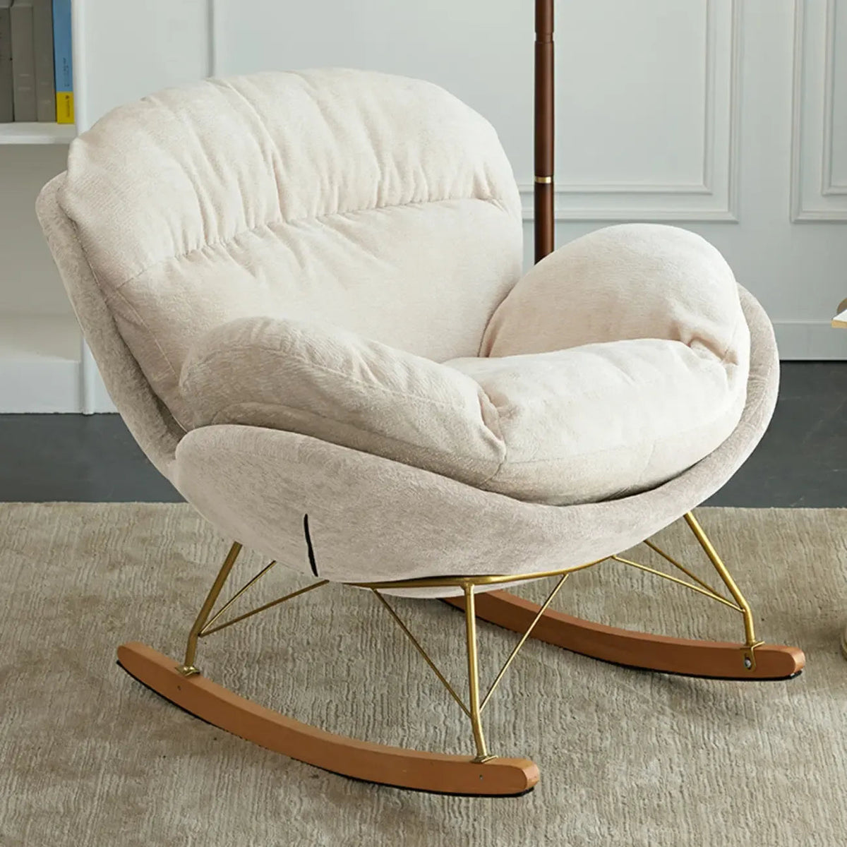 Modern Velvet Ergonomic Upholstered Rocking Chair for Nursery
