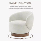 Spruce&Spring Upholstered Swivel Accent Barrel Chair with Wood Base