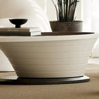 Light Luxury Modern Minimalist Oval Glass Tabletop Coffee Table Gray Base 51 in. - L 51.18W 25.59H 14.37