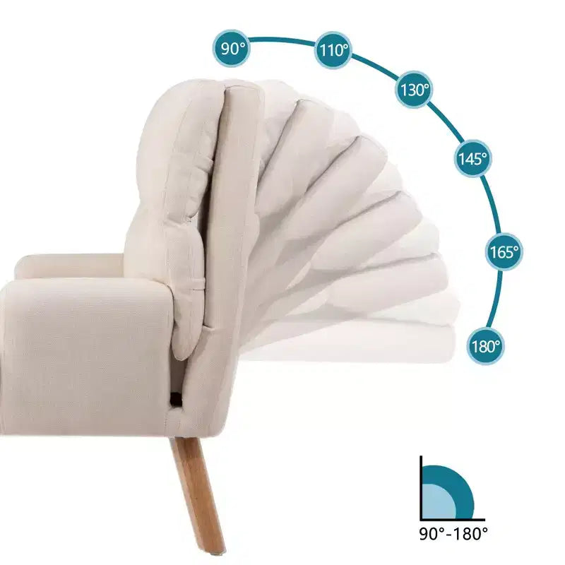 Okak Modern Accent Chair Living Room Chair with Ottoman and Adjustable Backrest Comfy Upholstered Armchair for Lounge Office Bedroom