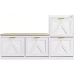 Shoe Storage Cabinet with Bench & 4 Flip Drawers - Narrow Entryway Organizer for 35-40 Pairs