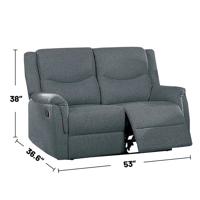 Burlap-Like-Fabric Upholstered Manual Motion Reclining Loveseat