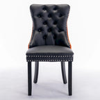 High Back Dining Chairs Set of 2, Upholstered PU Leather Kitchen Chairs Side Chair with Rear Handle Wood Legs