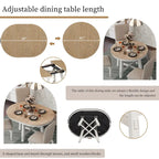TREXM Farmhouse Round Extendable Dining Table with 16 Leaf Wood Kitchen Table