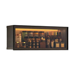 Grey Metal Floating Mounted Glass Kitchen China Cabinet