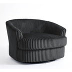 Oversized 43 W Plush Corduroy Recessed Arm Swivel Barrel Chair