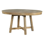 TREXM Farmhouse Round Extendable Dining Table with 16 Leaf Wood Kitchen Table