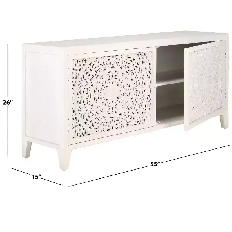 Raura 2 Shelf 2 Door Media Stand - MED5300 - White Washed - Safavieh