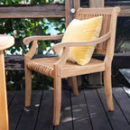 Sonoma Lane Rockport Teak Wood Outdoor Dining Chair Beige - Weather-Resistant with Foam Cushion