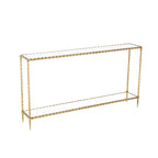 Metal Twisted Rope Inspired 1 Shelf Console Table with Mirrored Glass Top and Shelf - Gold - Roche River Decor