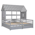 Whisen House Platform Beds with Two Drawers for Boy and Girl Shared Beds