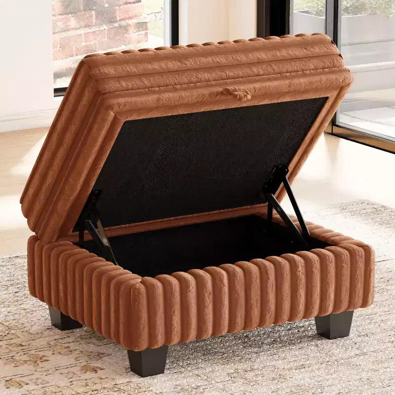 Belffin Corduroy Fabric Ottoman with Storage Ottoman for Modular Sectional Couch