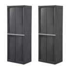 Sterilite 2 Pack Adjustable 4-Shelf Garage Storage Cabinet Bin Organizer, Gray