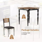 3-Piece Dining Set for Small Spaces, Table & 2 Chairs with Spiral Legs, Compact Kitchen Table Set for Apartments