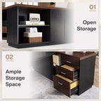 Lantine Modern 78 L-Shaped Executive Desk with Drawers and Lateral File Cabinet